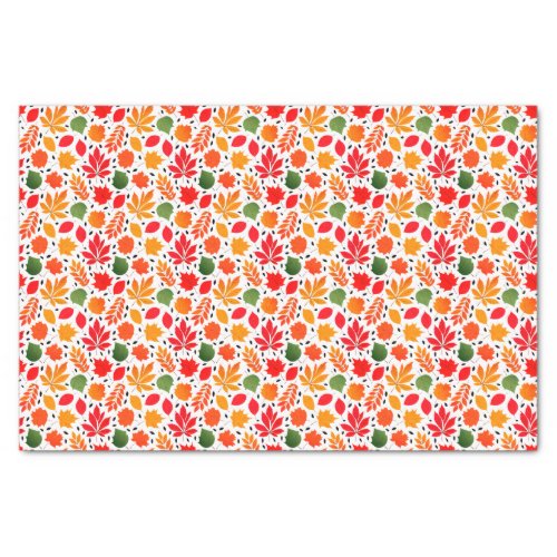 Vibrant Autumn Leaves Multi_Colored Pattern Tissue Paper