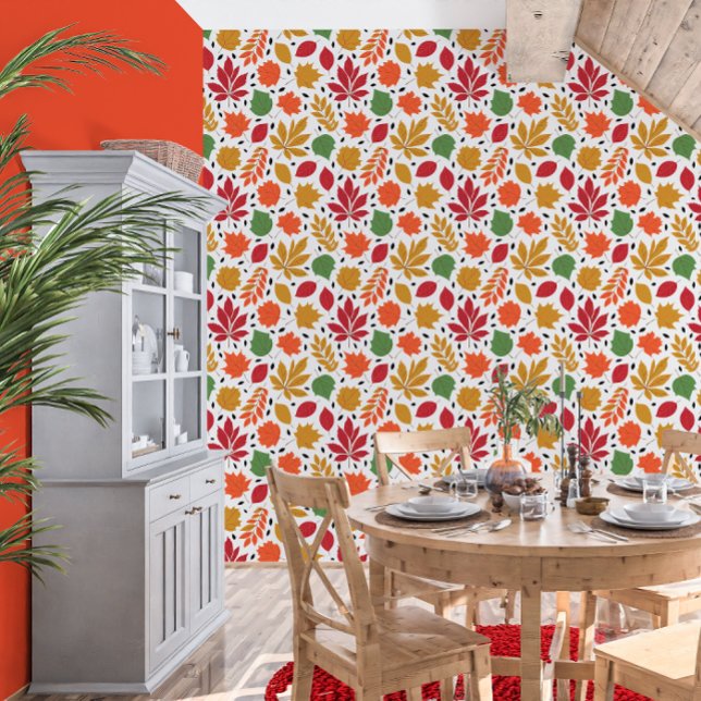 Vibrant Autumn Leaves Multi-Colored Pattern Wallpaper (Vibrant Autumn Leaves Multi-Colored Pattern Wallpaper)