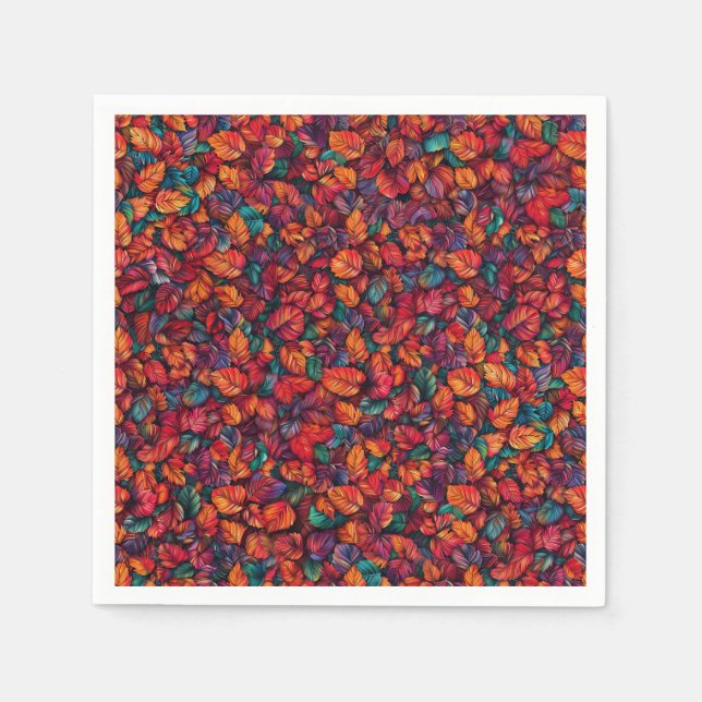 Vibrant Autumn Leaves Napkins (Front)