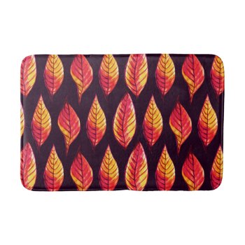 Vibrant Autumn Leaves Pattern In Red And Yellow Bath Mat by borianag at Zazzle