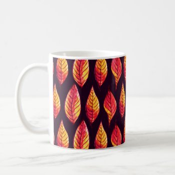 Vibrant Autumn Leaves Pattern In Red And Yellow Coffee Mug by borianag at Zazzle