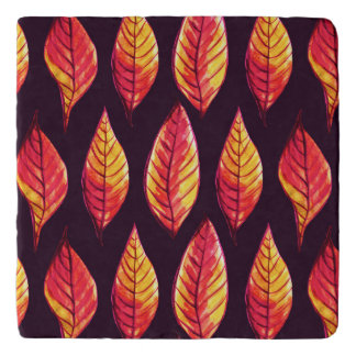 Vibrant autumn leaves pattern in red and yellow trivet