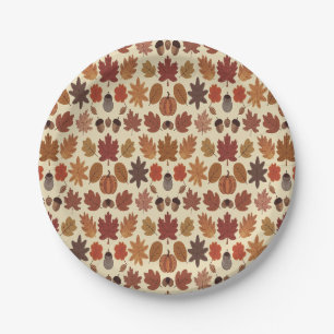Vibrant Autumn Leaves Pattern with Fall Colors Paper Plates