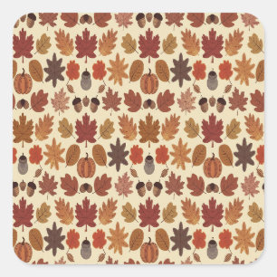 Vibrant Autumn Leaves Pattern with Fall Colors Square Sticker