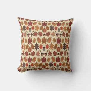 Vibrant Autumn Leaves Pattern with Fall Colors Throw Pillow