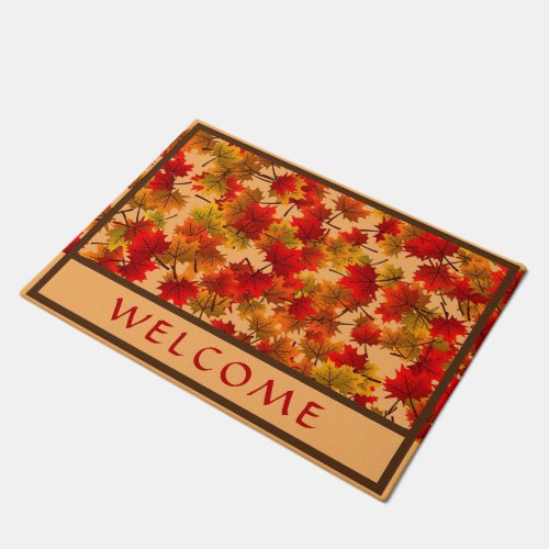 Vibrant Autumn Maple Leaves _ Welcome Doormat