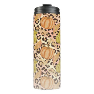 Vibrant Autumn Pattern with Pumpkins, Gourds Thermal Tumbler