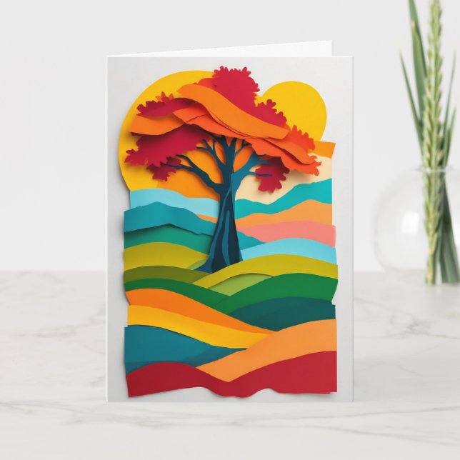 Vibrant Autumn Tree Card (Front)