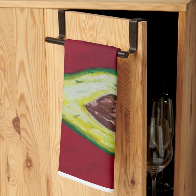 Vibrant Avocado Still Life Art – Modern  Kitchen Towel (Thirds Fold)