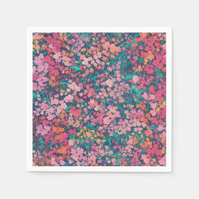 Vibrant Azalea Floral Napkins (Front)