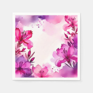 Vibrant Azalea Floral Watercolor Napkins
