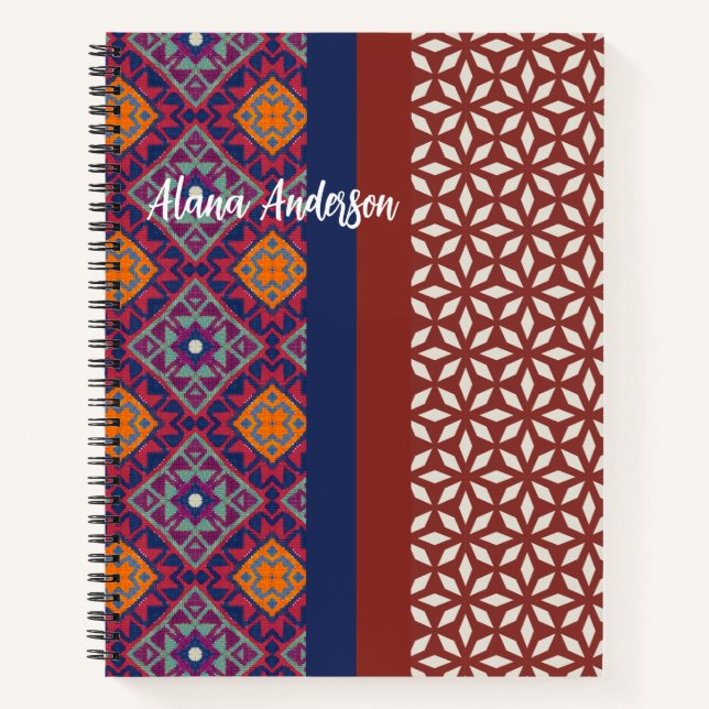 Vibrant Aztec Geometric Pattern Notebook (Front)