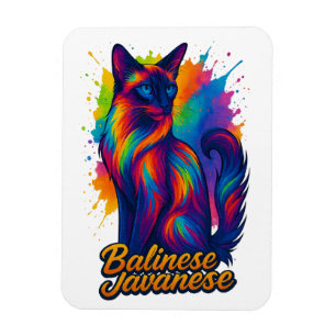 Vibrant Balinese Javanese Cat Pop Art – Colorful Magnet
