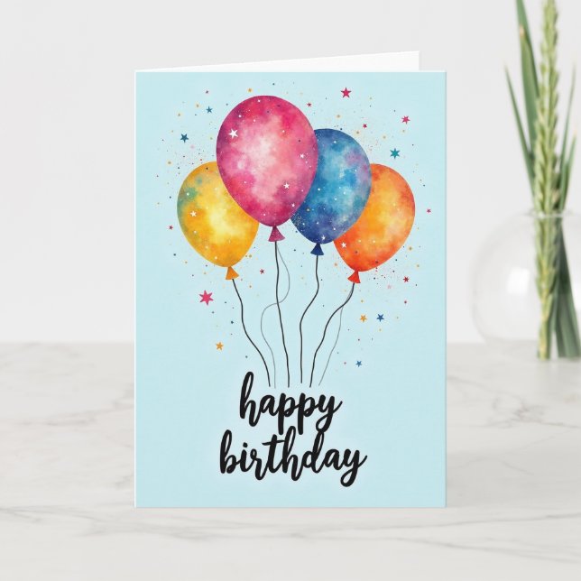 Vibrant Balloon Birthday Card (Front)