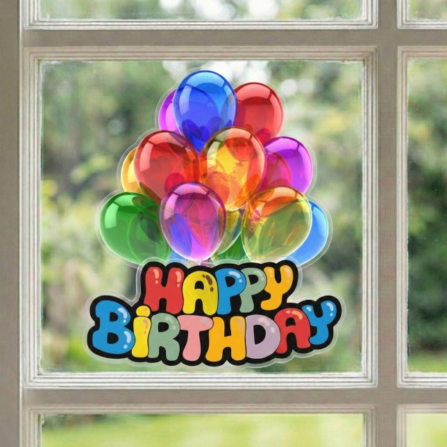  Vibrant Balloon Happy Birthday Window Cling ( Happy Birthday Window Cling)