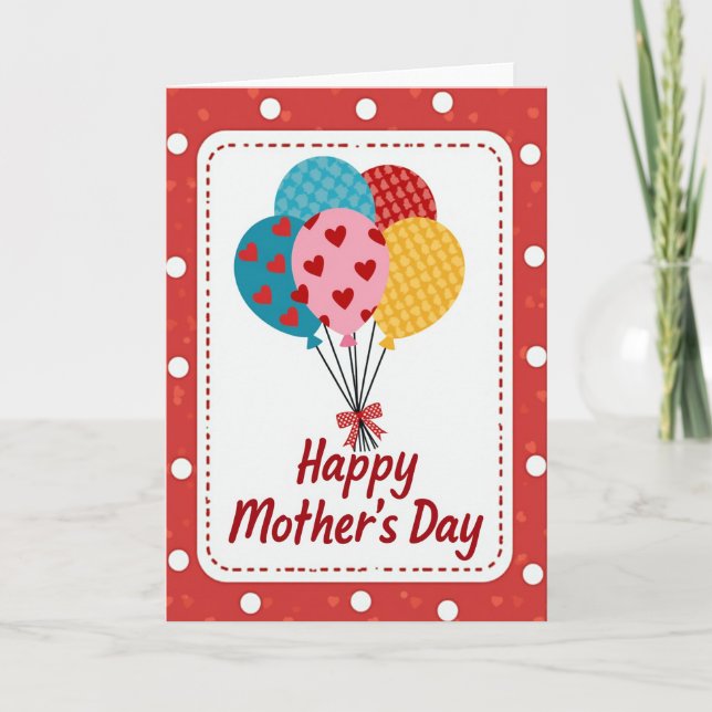Vibrant Balloons Mothers Day Card (Front)