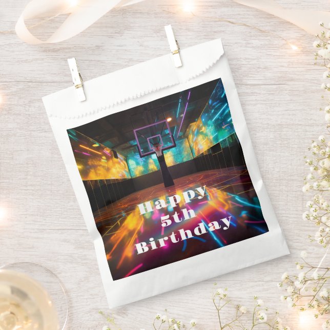 Vibrant Basketball Party Favor Bag (Clipped)
