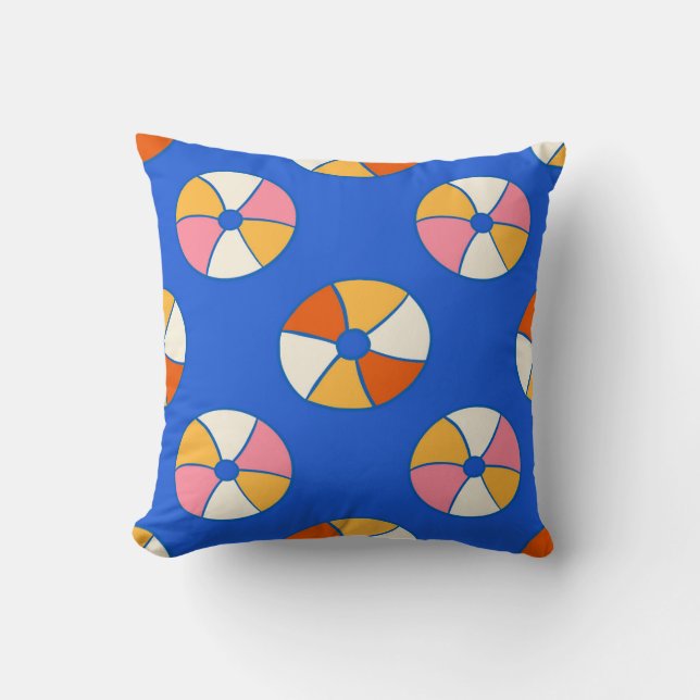 Vibrant Beach Balls Throw Pillow (Front)