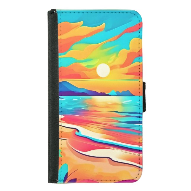 Vibrant Beach Sunset Art Samsung Galaxy Wallet Case (Front)