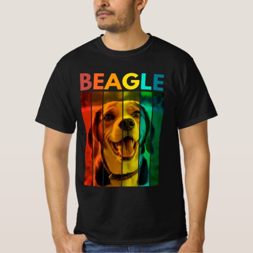 Vibrant Beagle Retro Design T_Shirt