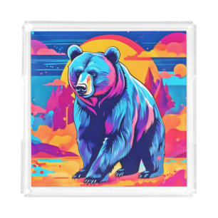 Vibrant Bear Art Acrylic Tray