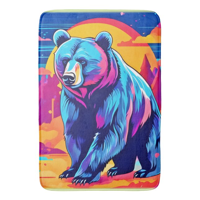 Vibrant Bear Art Bath Mat (Front Vertical)