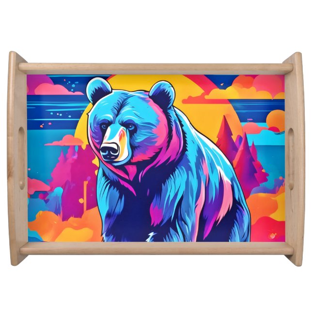 Vibrant Bear Art Serving Tray (Front)