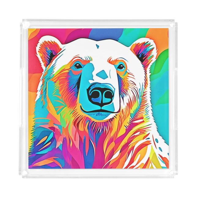 Vibrant Bear Head Artwork Acrylic Tray (Front)