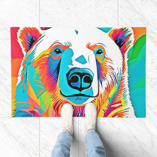 Vibrant Bear Head Artwork Doormat