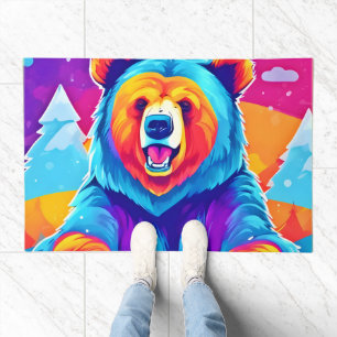Vibrant Bear in Snow Doormat