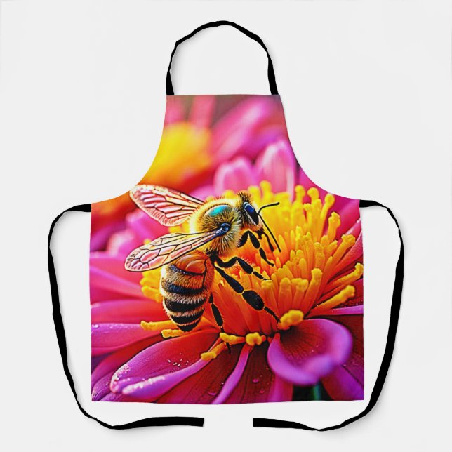 Vibrant Bee on Bloom Design Apron (Front)