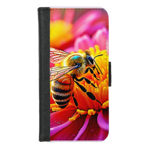 Vibrant Bee on Bloom Design iPhone 8/7 Wallet Case