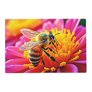 Vibrant Bee on Bloom Design Placemat