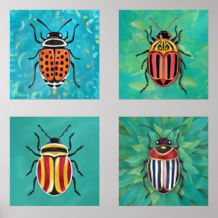 Vibrant beetles Wall Art Sets