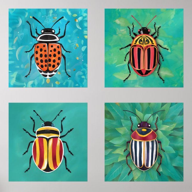  Vibrant beetles  Wall Art Sets (Front)