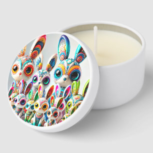Vibrant Big Eyed Bunny Family  Mini Candle Favors