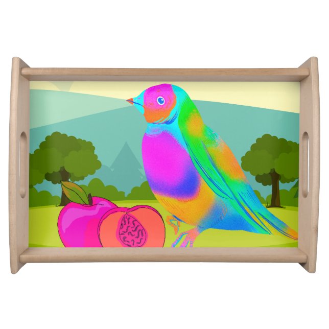 Vibrant Bird & Apricot Delight Serving Tray (Front)