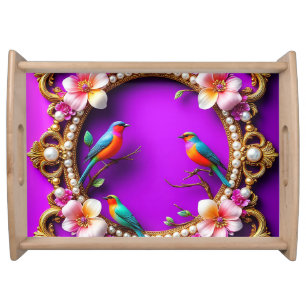 Vibrant Birds Perched Serving Tray