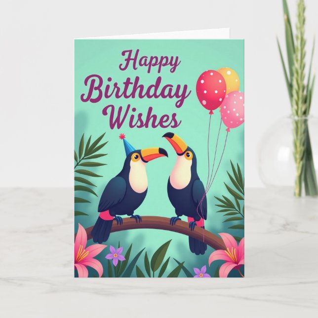 Vibrant Birds Wishes Card (Front)