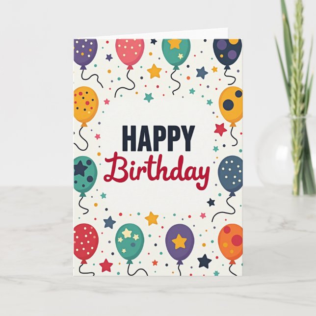 Vibrant Birthday Balloon Card (Front)