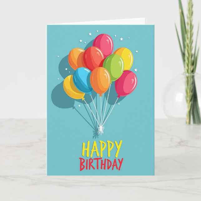 Vibrant Birthday Balloons Card (Front)