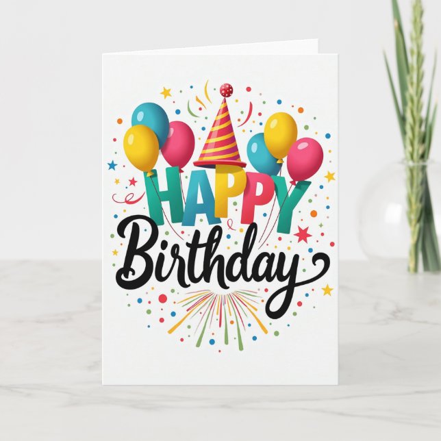Vibrant Birthday Block Card (Front)