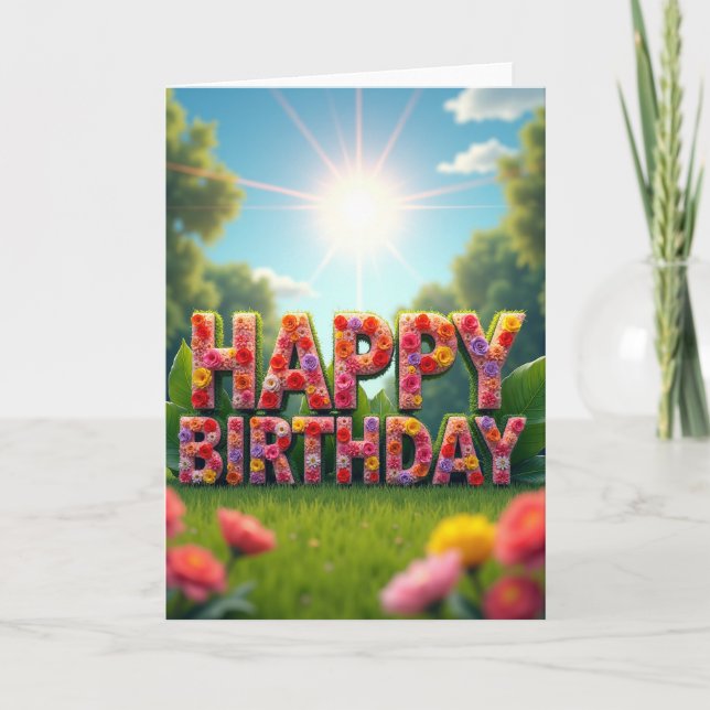 Vibrant Birthday Blossom Card (Front)