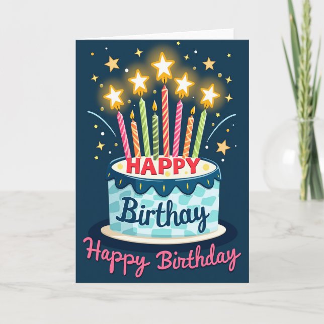 Vibrant Birthday Cake Card (Front)
