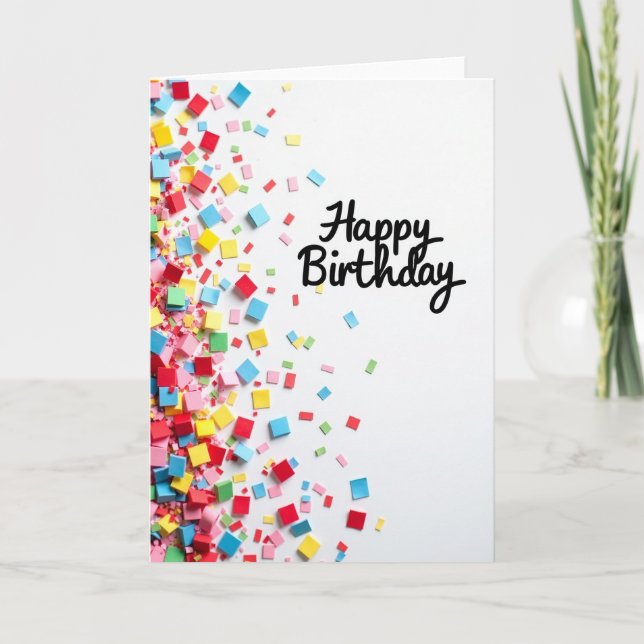 Vibrant Birthday Cascade Card (Front)
