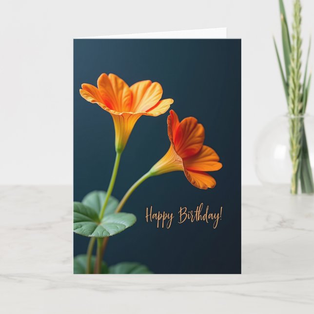 Vibrant Birthday Orange Bloom Card (Front)