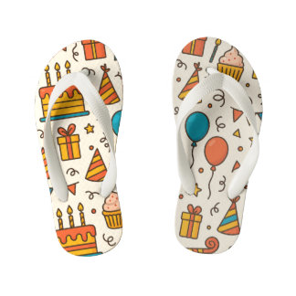 Vibrant Birthday Party Seamless Pattern Kid's Flip Flops