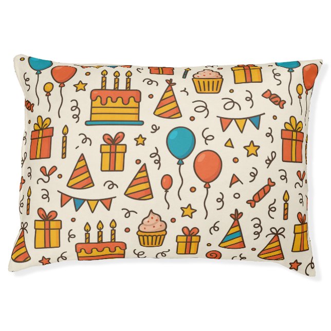 Vibrant Birthday Party Seamless Pattern Pet Bed (Front)
