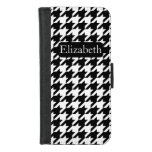 Vibrant Black And White Houndstooth And Name Iphone 8/7 Wallet Case at Zazzle