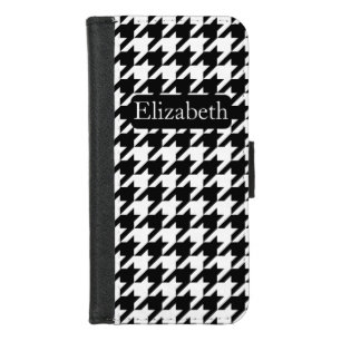 Vibrant Black and White Houndstooth and Name iPhone 8/7 Wallet Case